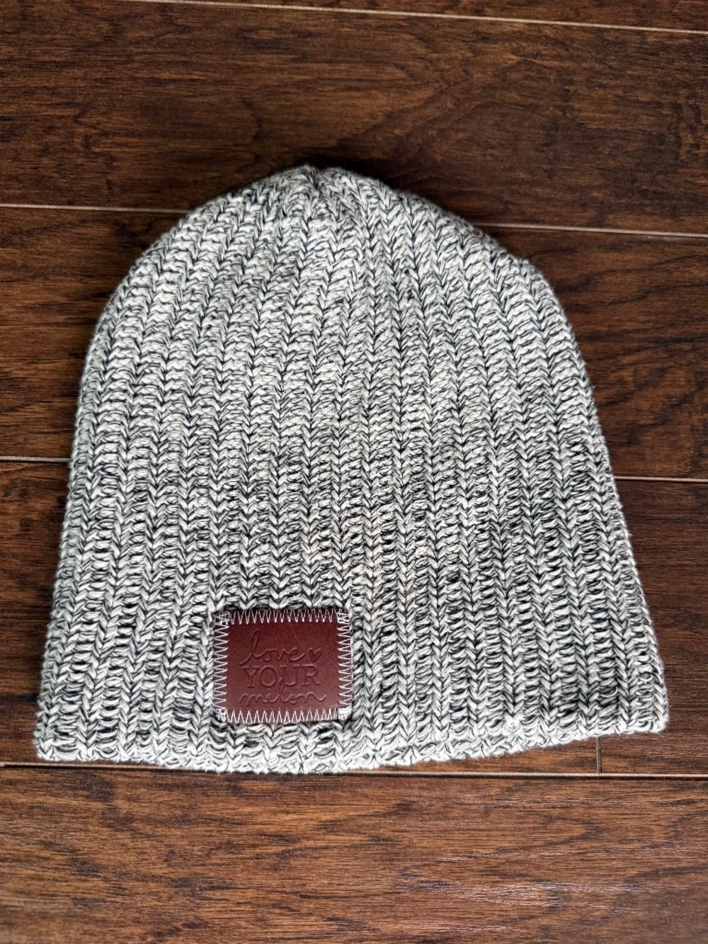 Love Your Melon Gray Marled Rib Knit Beanie One Size Made in USA Cotton